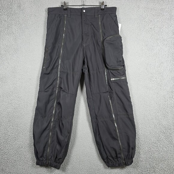 BDG Pants Mens Size Medium Satin Flight Cargo Charcoal Baggy Utility Heavyweight - Picture 1 of 14